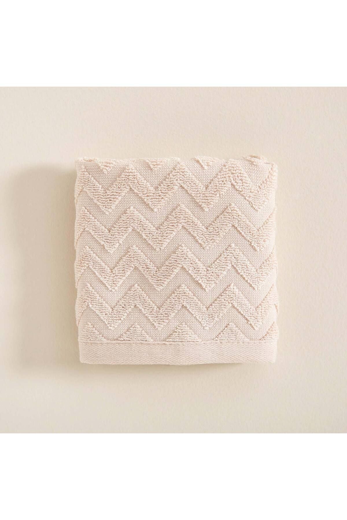 Chakra Zigzag Hand Towel 30x40 Cm Ecru/Beige 1