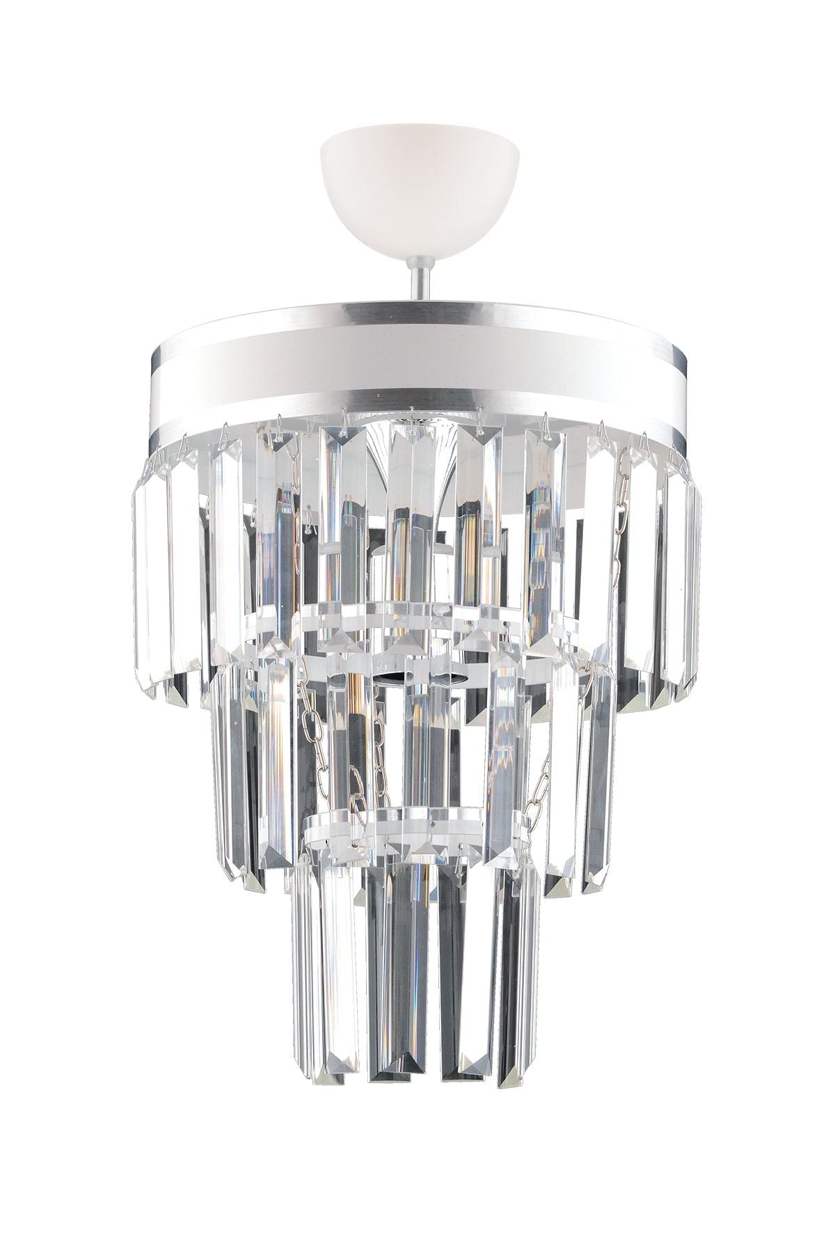 KUZEY AYDINLATMA Çağla Single White Three-Tier Crystal Chandelier 2