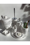 Ture Concept Marble Look Bathroom Set Trash Can, Toilet Brush, Tray, Soap Dispenser, Cotton Holder, Stick Holder 1