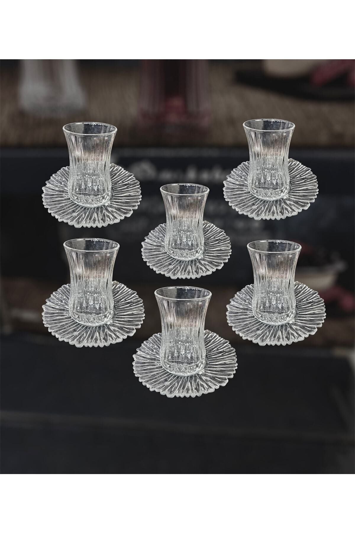 Paşabahçe Elysia Tea Glass with Saucer Set 12 Pieces 1