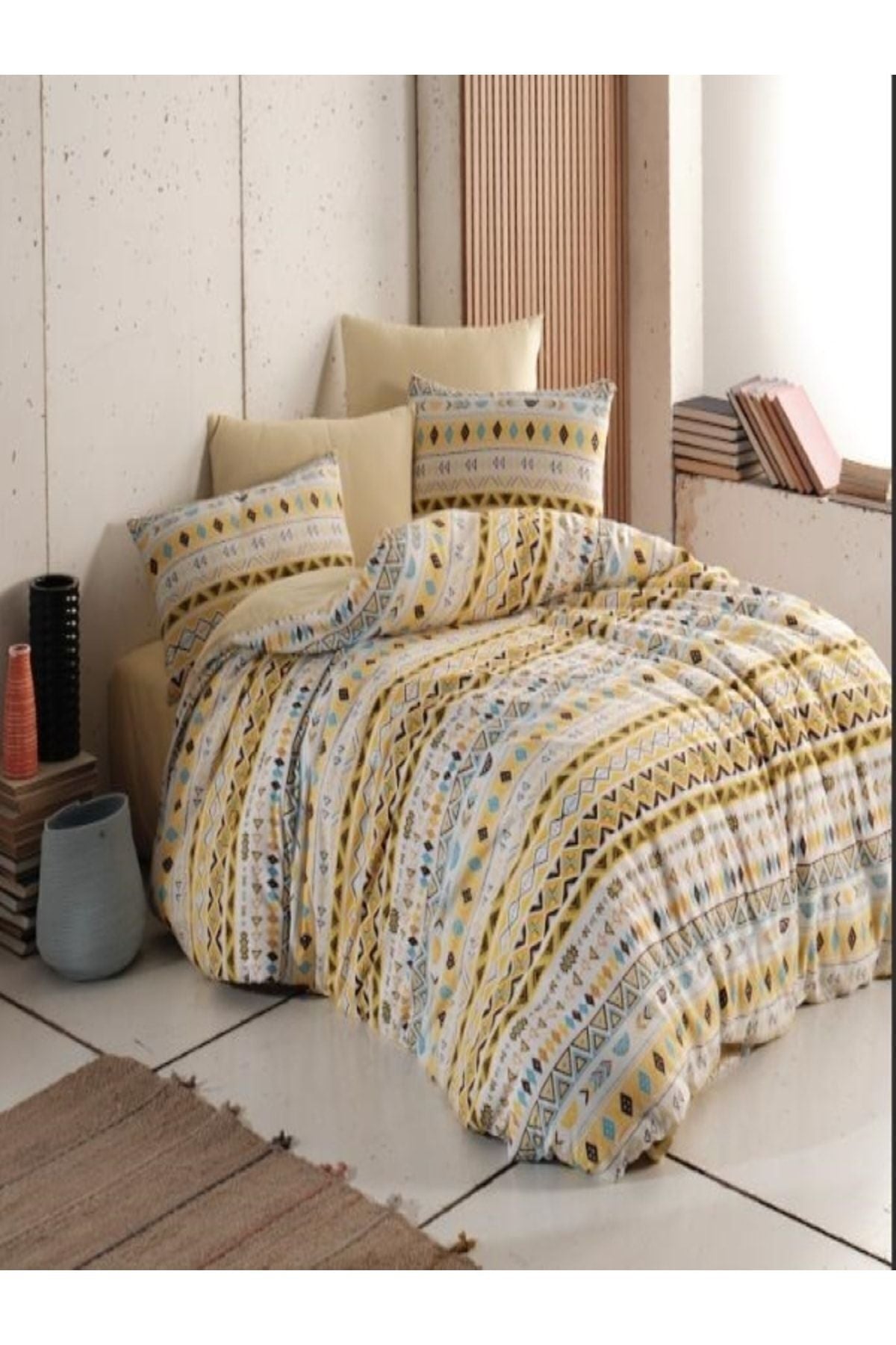 Atelier Home Double Bed Authentic Yellow Duvet Cover Set Ranforce 5