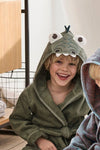 ELY PARKER Hooded Children's Bathrobe 100% Cotton Animal Crocodile Green 1