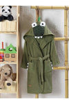 ELY PARKER Hooded Children's Bathrobe 100% Cotton Animal Crocodile Green 2