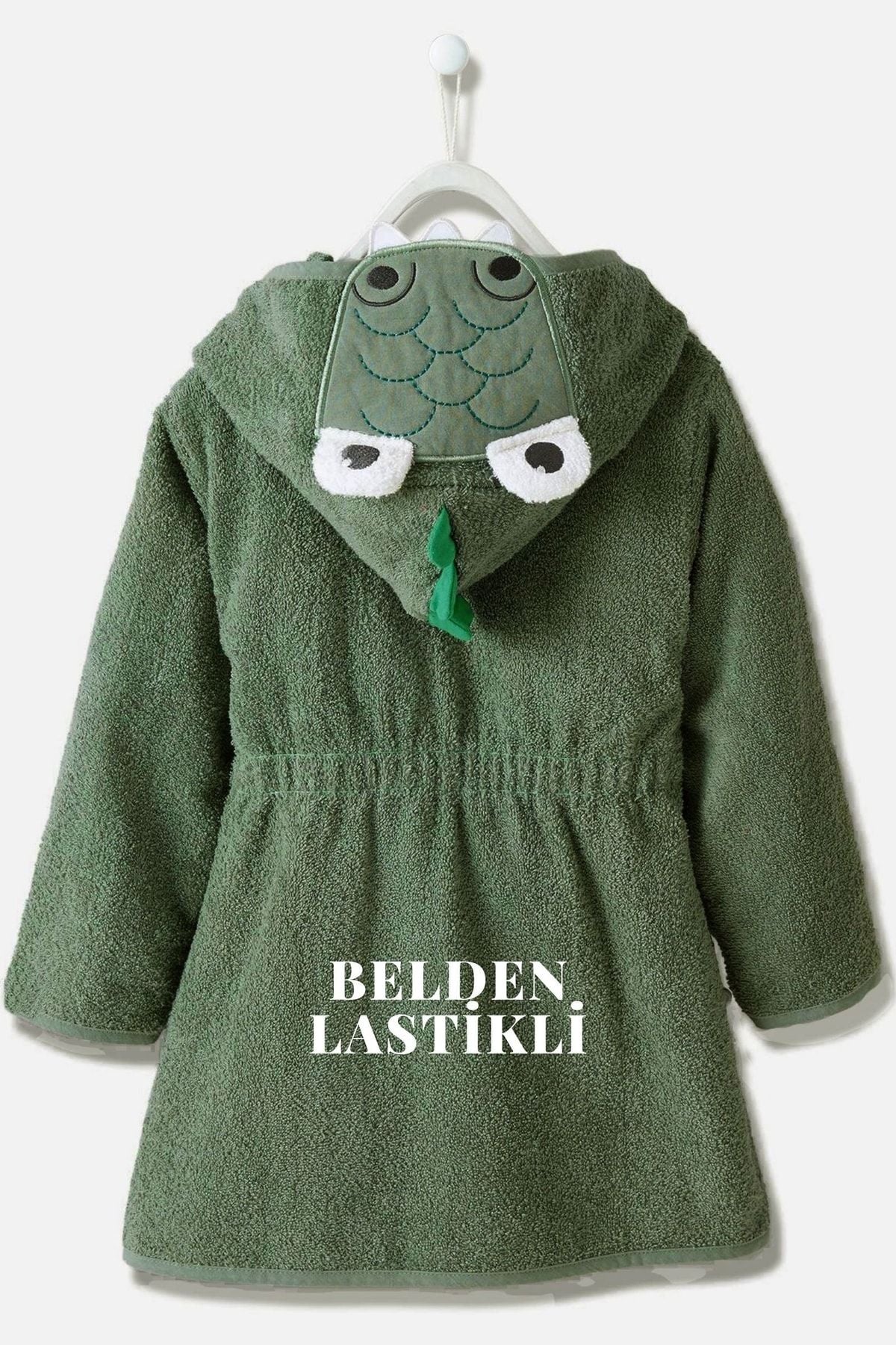 ELY PARKER Hooded Children's Bathrobe 100% Cotton Animal Crocodile Green 7