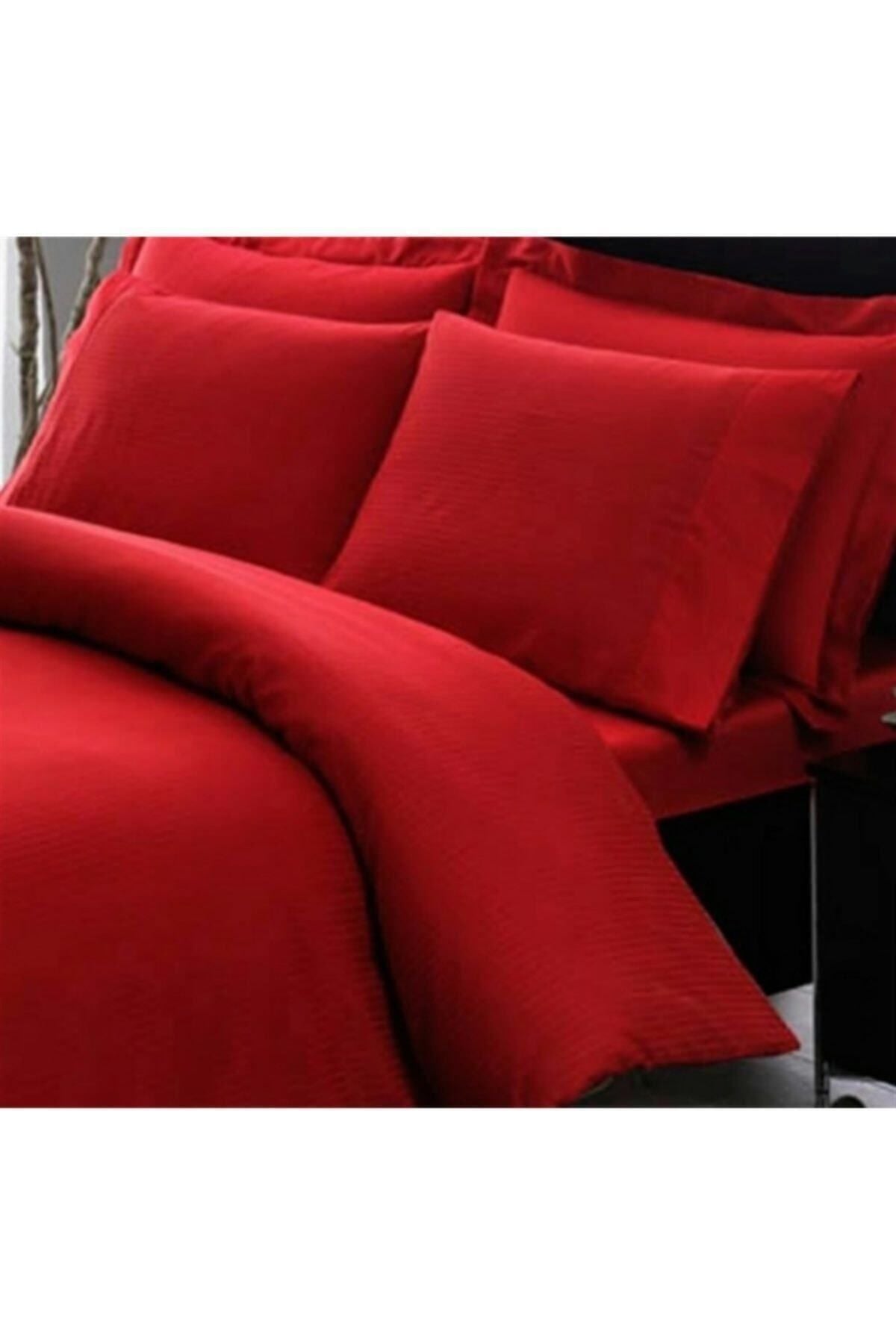 Taç Premium Basic Stripe Red Double Duvet Cover Set 2