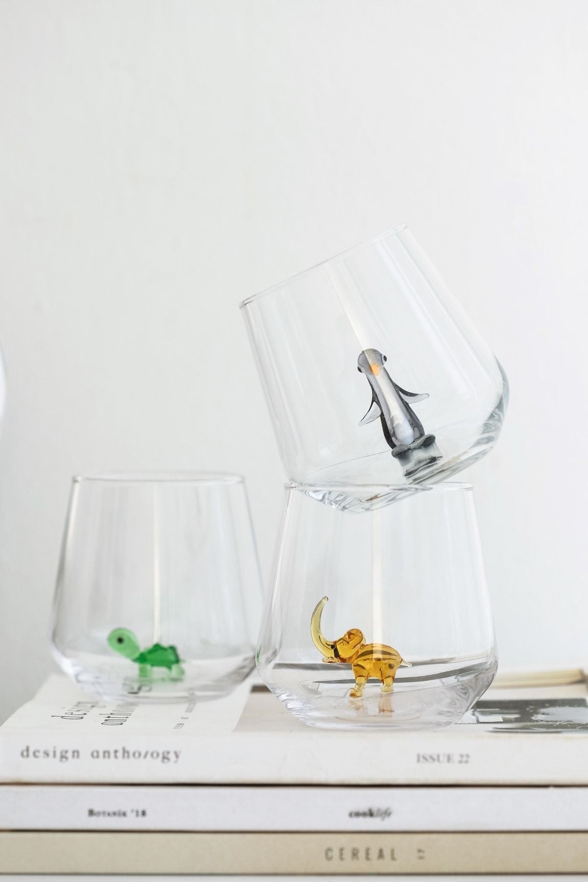 Minizooistanbul Full Color Handmade Glass Animal Figurine 6-Piece Water Glass Set 1