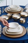 Karaca Chiara Fine Cream 60 Piece 12 Person Porcelain Half Square Gold Dinner Set 2