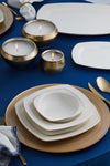 Karaca Chiara Fine Cream 60 Piece 12 Person Porcelain Half Square Gold Dinner Set 3