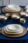 Karaca Chiara Fine Cream 60 Piece 12 Person Porcelain Half Square Gold Dinner Set 4