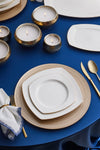 Karaca Chiara Fine Cream 60 Piece 12 Person Porcelain Half Square Gold Dinner Set 5