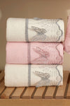 Kardelen 50/90 Butterfly Bridal Lace Cotton 4-Piece Hand Face Towel Set 2