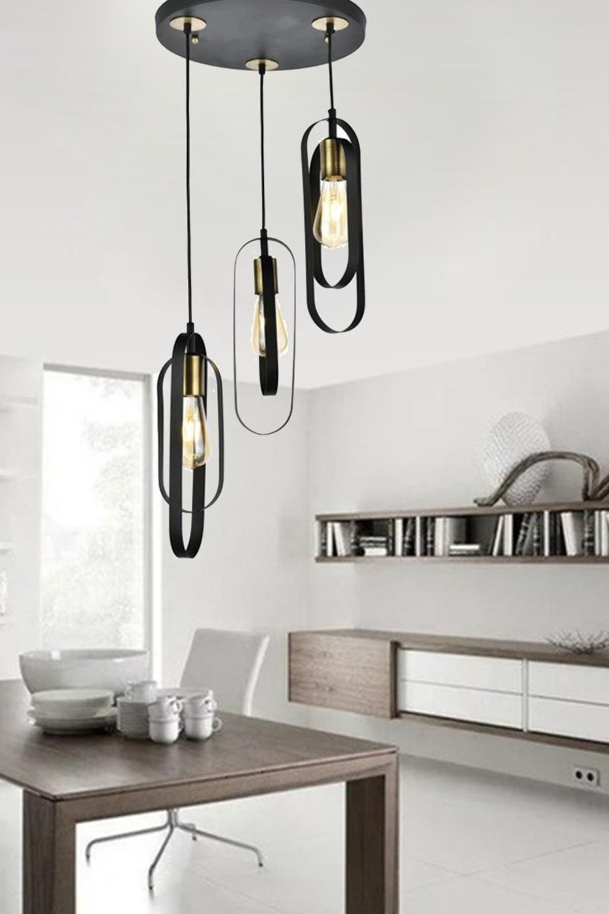 Apliqa Koza 3-Light Round Black Modern Pendant Lamp 2