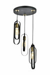 Apliqa Koza 3-Light Round Black Modern Pendant Lamp 3