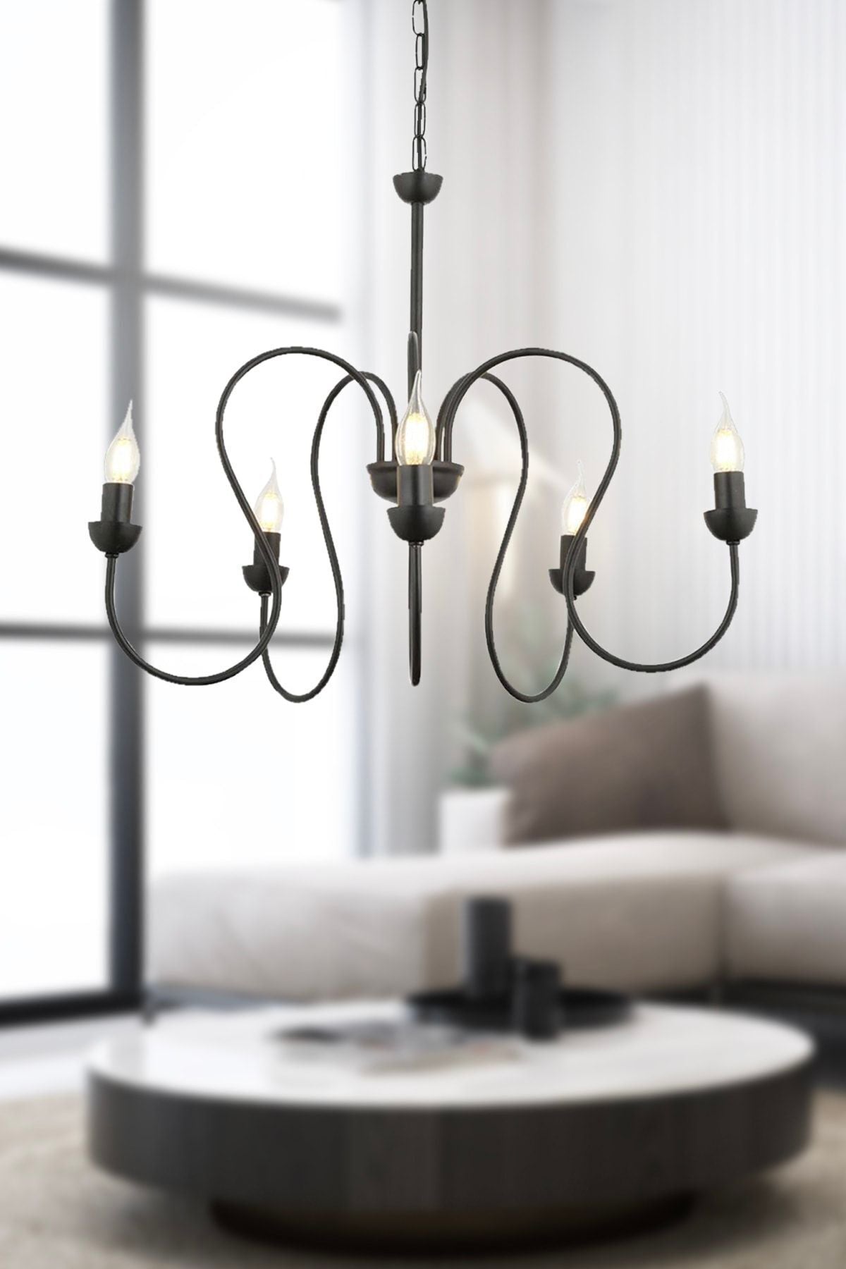 Apliqa Flor 5-Light Black Modern Chandelier for Bedroom Kitchen Living Room 1