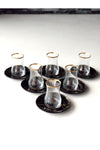 GÜRCÜGLASS Black Marble 12 Piece Tea Set 3