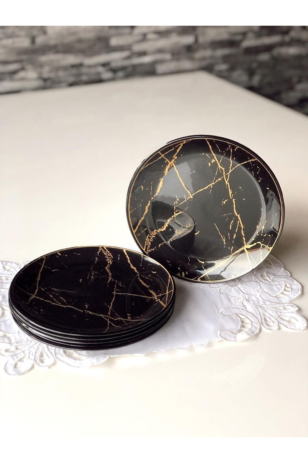 GÜRCÜGLASS Marble Pattern Cake Plate 2