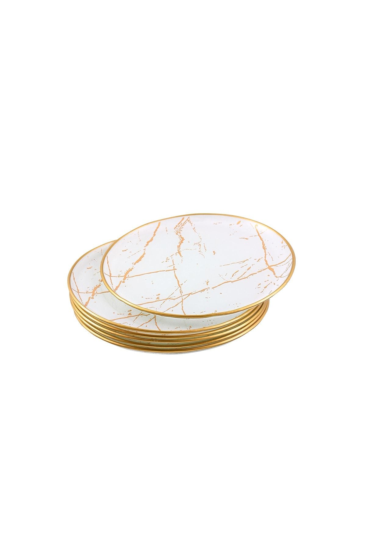 GÜRCÜGLASS Marble Pattern White Cake Plate 5