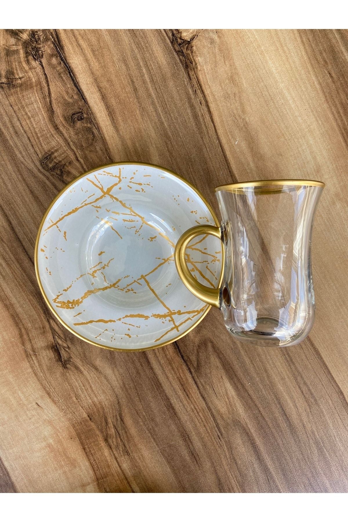 GÜRCÜGLASS White Marble Handle 12 Piece Tea Set 2