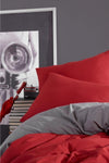 LadyModa Red&Grey Double Size 100% Cotton Duvet Cover Set 5