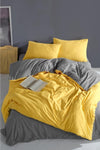 LadyModa Yellow&Grey Double Size 100% Cotton Duvet Cover Set 1