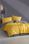 LadyModa Yellow&Grey Double Size 100% Cotton Duvet Cover Set 2