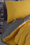 LadyModa Yellow&Grey Double Size 100% Cotton Duvet Cover Set 4