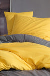 LadyModa Yellow&Grey Double Size 100% Cotton Duvet Cover Set 5