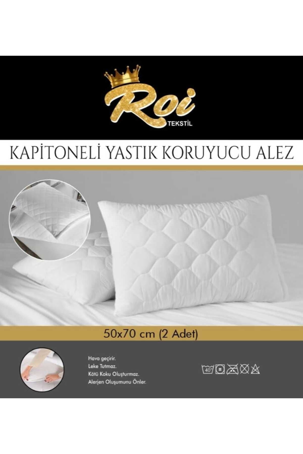 Roi Tekstil Roi 2-Piece Zippered Quilted Protective Pillow Cover 1