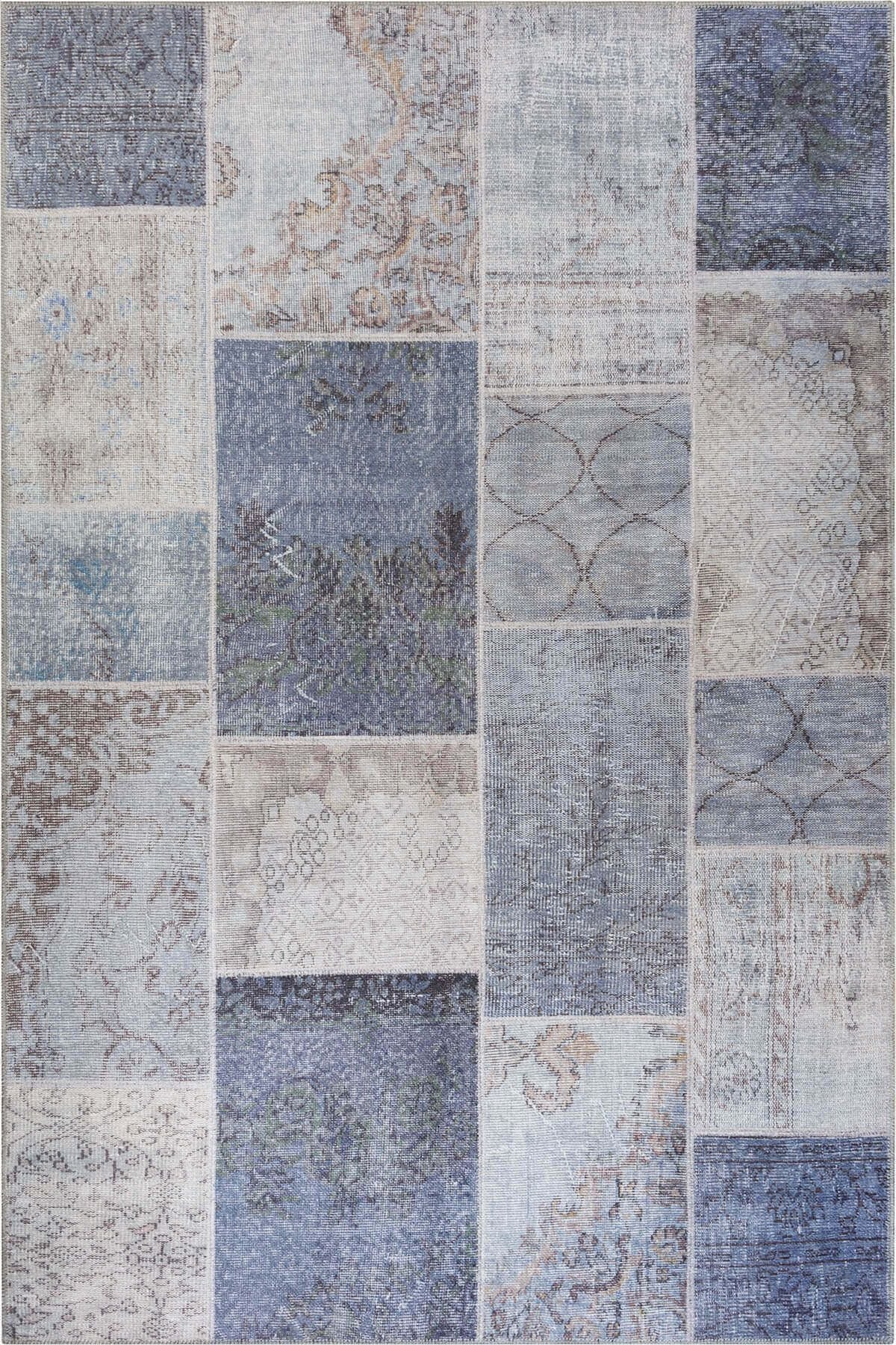 ARTLOOP Patchwork Patterned Living Room Rug, Woven Base Decorative Chenille Grey Rug Jazz Al 83 2