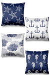 Pilloveland Double-Sided Printed Marine Patterned Suede Cushion Covers Set of 4 1