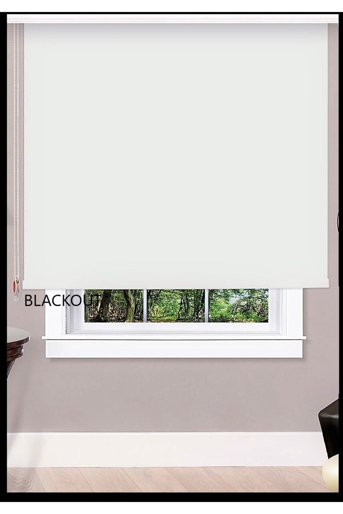 İREMKARAHOME Blackout Light-Blocking Roller Blind White 1