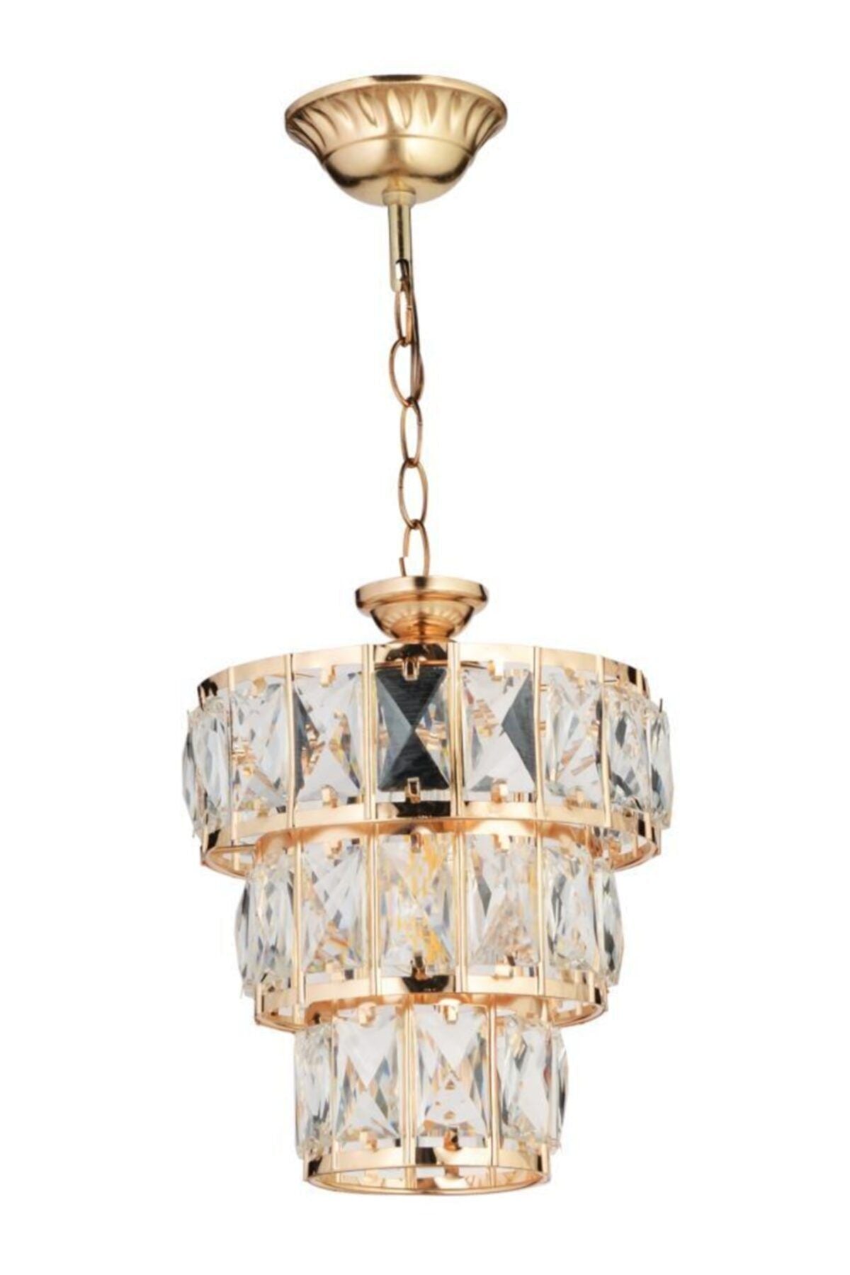 Istanbul Avize Mirac 3-Tier Crystal Gold Chandelier 2