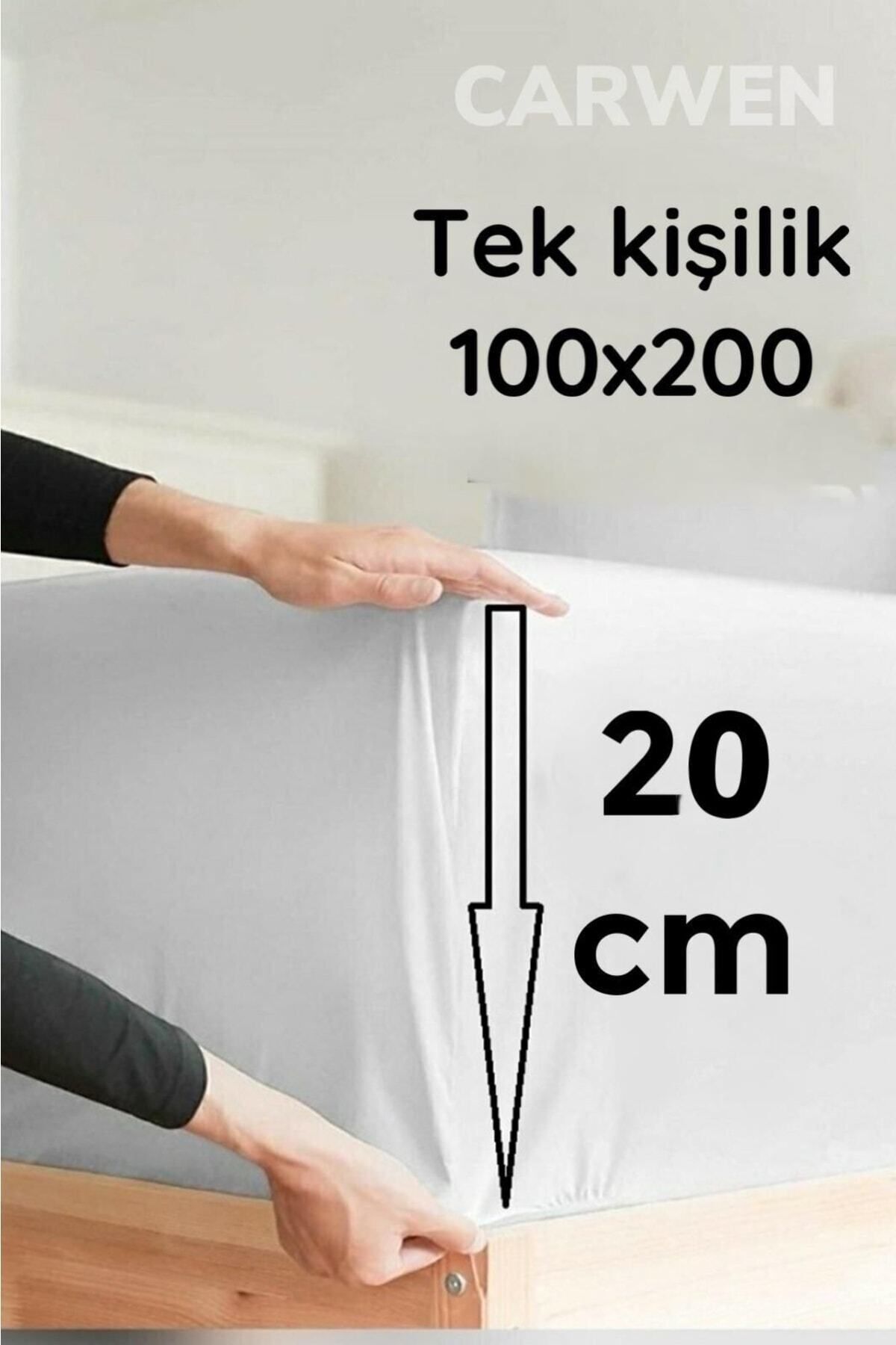 CARWEN TEKSTİL Ranfors Cotton Fabric Elastic Pillowcase Sheet Set Single Size 100x200 4