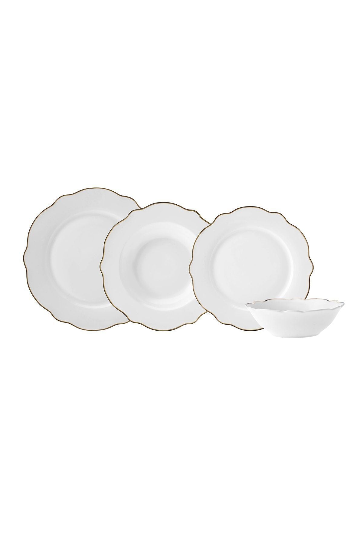 Karaca Daisy Gold Wave Shape 24 Piece 6 Person Porcelain Dinner Set 5