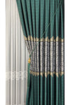 Yuka Pano Fon Curtain Emerald Green Grey Single Panel Dense Pleated Jacquard Shiny Pattern 80 X 280 4