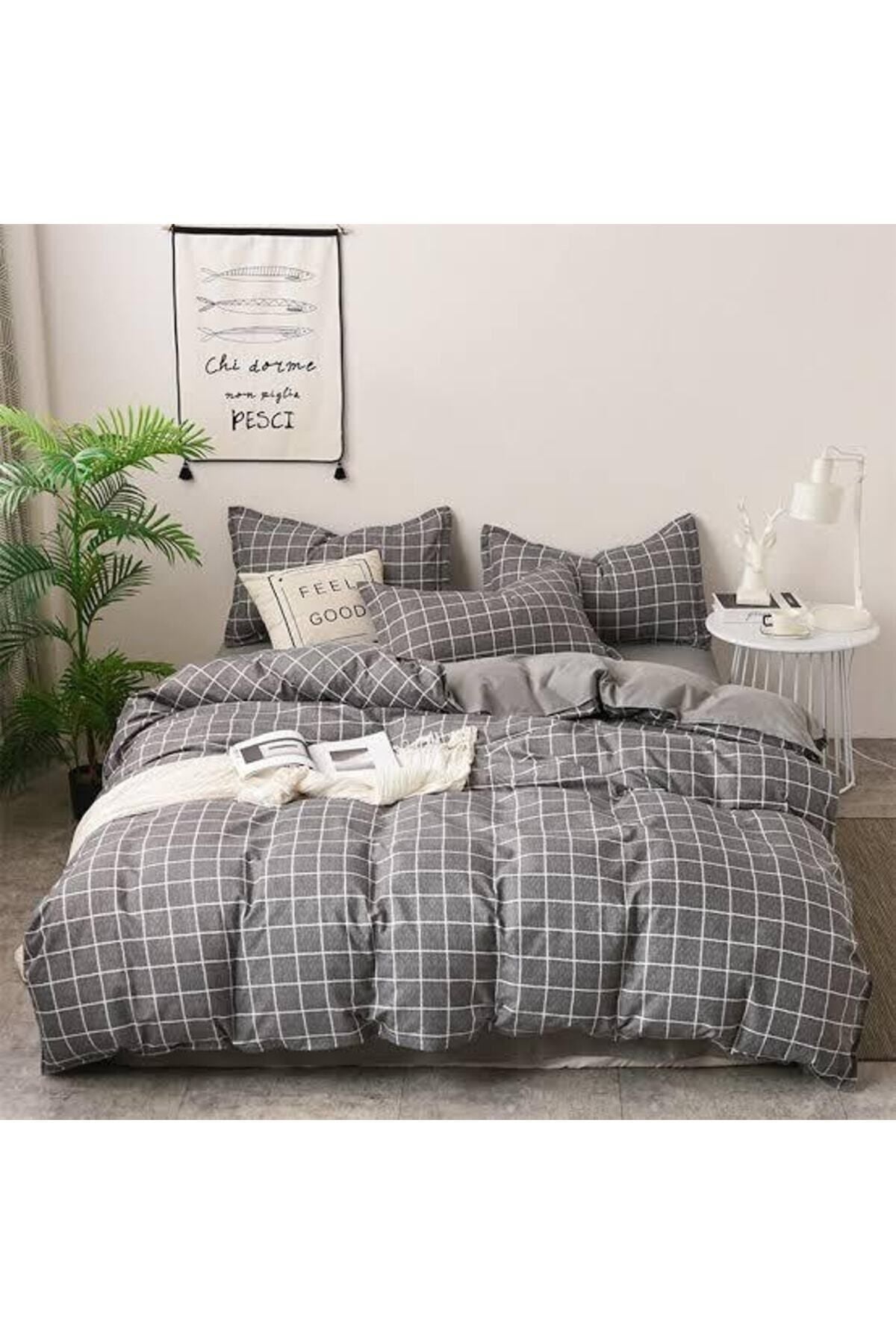 Atelier Home Double Sided Double Bed Duvet Cover Set Charcoal Square 1