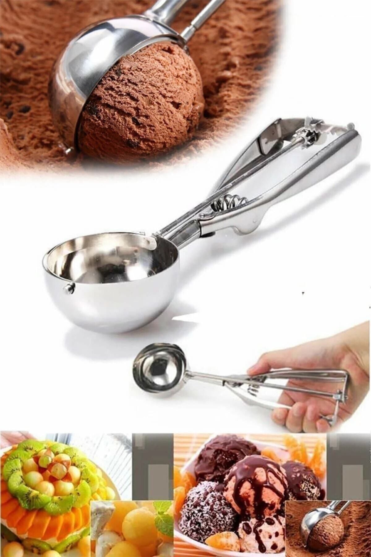 İndirimKap Stainless Steel Ice Cream Scoop 1