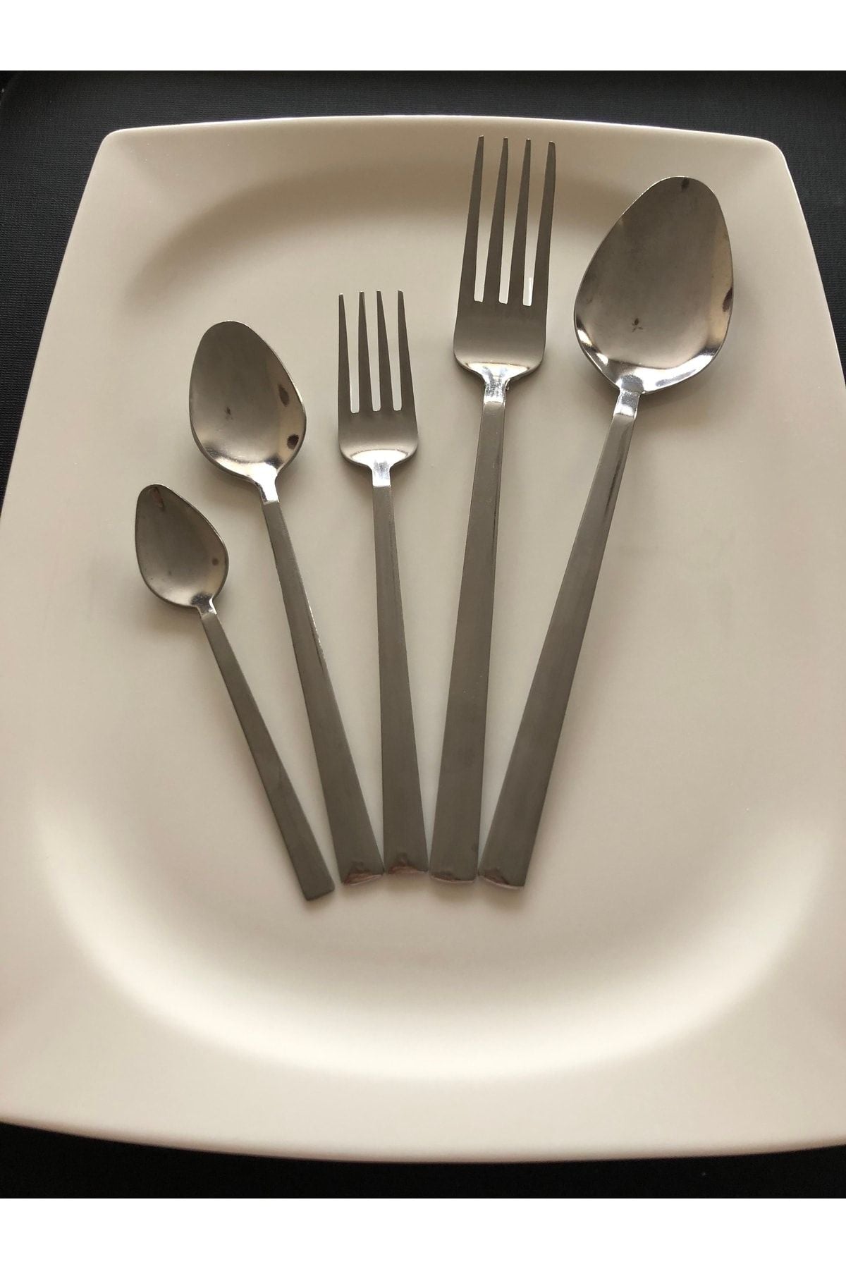 DİBA AVM Fork And Spoon Set Plain Simple Stick Model 30 Pieces 6 Person Fork And Spoon Set 3