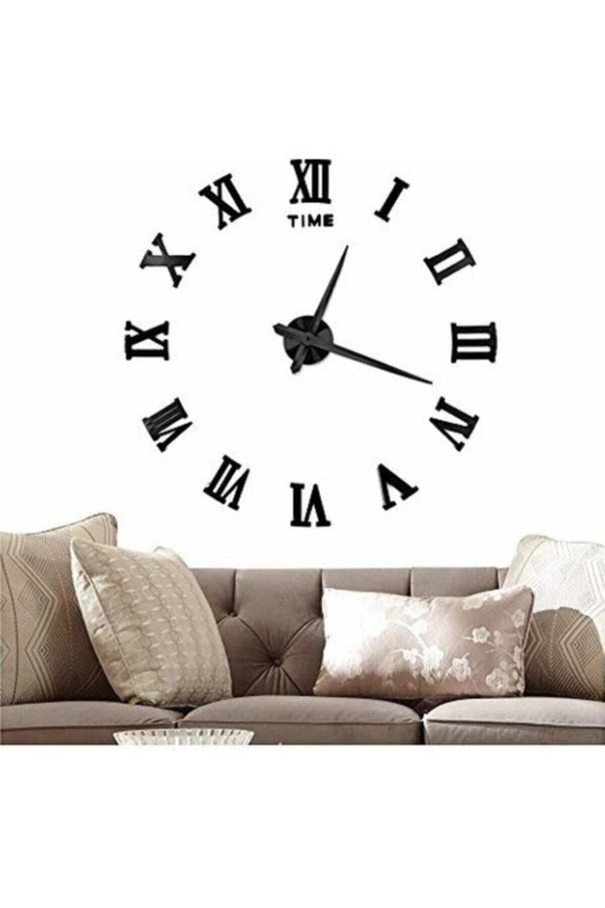 Otantik Wooden 3D Roman Numeral Wall Clock Black 2