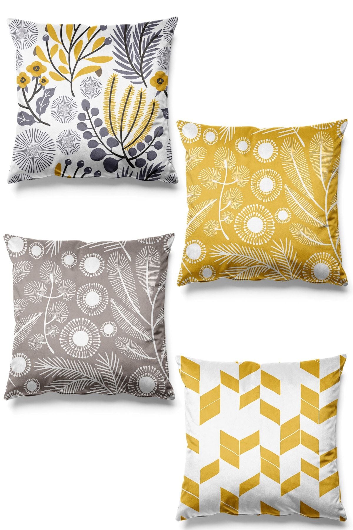 Pilloveland Double-Sided Printed Floral Patterned 4-Piece Suede Cushion Cover 1