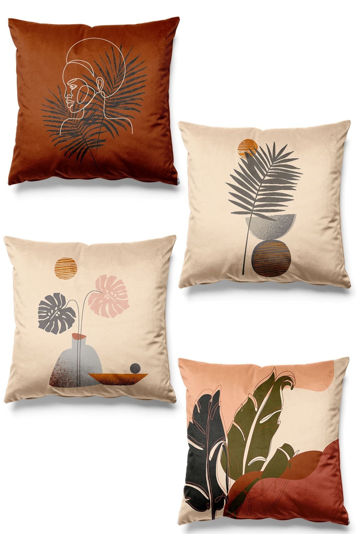 Pilloveland Double-Sided Printed African Portrait Patterned 4-Piece Suede Cushion Cover 1