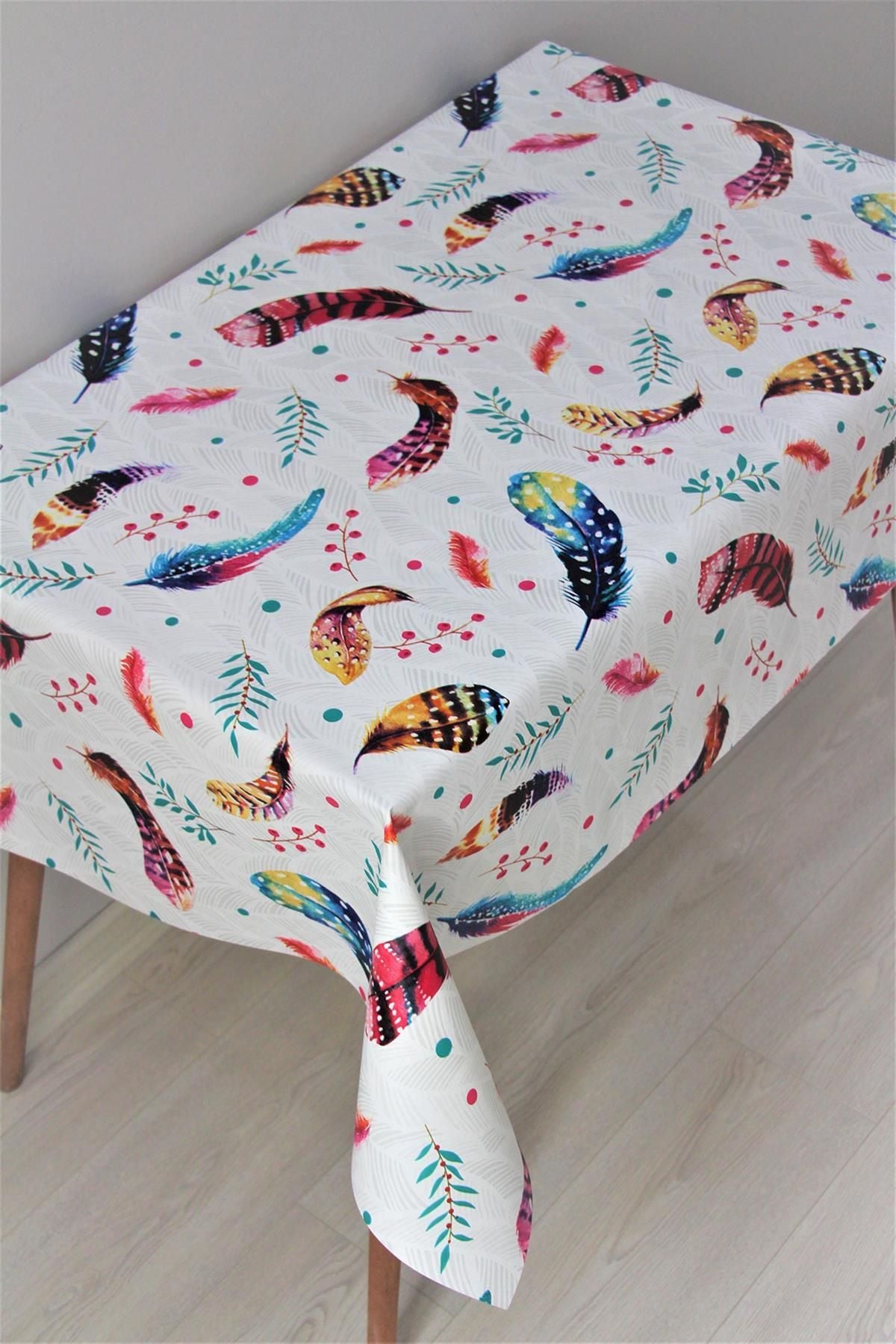 DDHOME Astarlı Silinebilir PVC Tablecloth Colorful Feather - 1125-1tyl 3