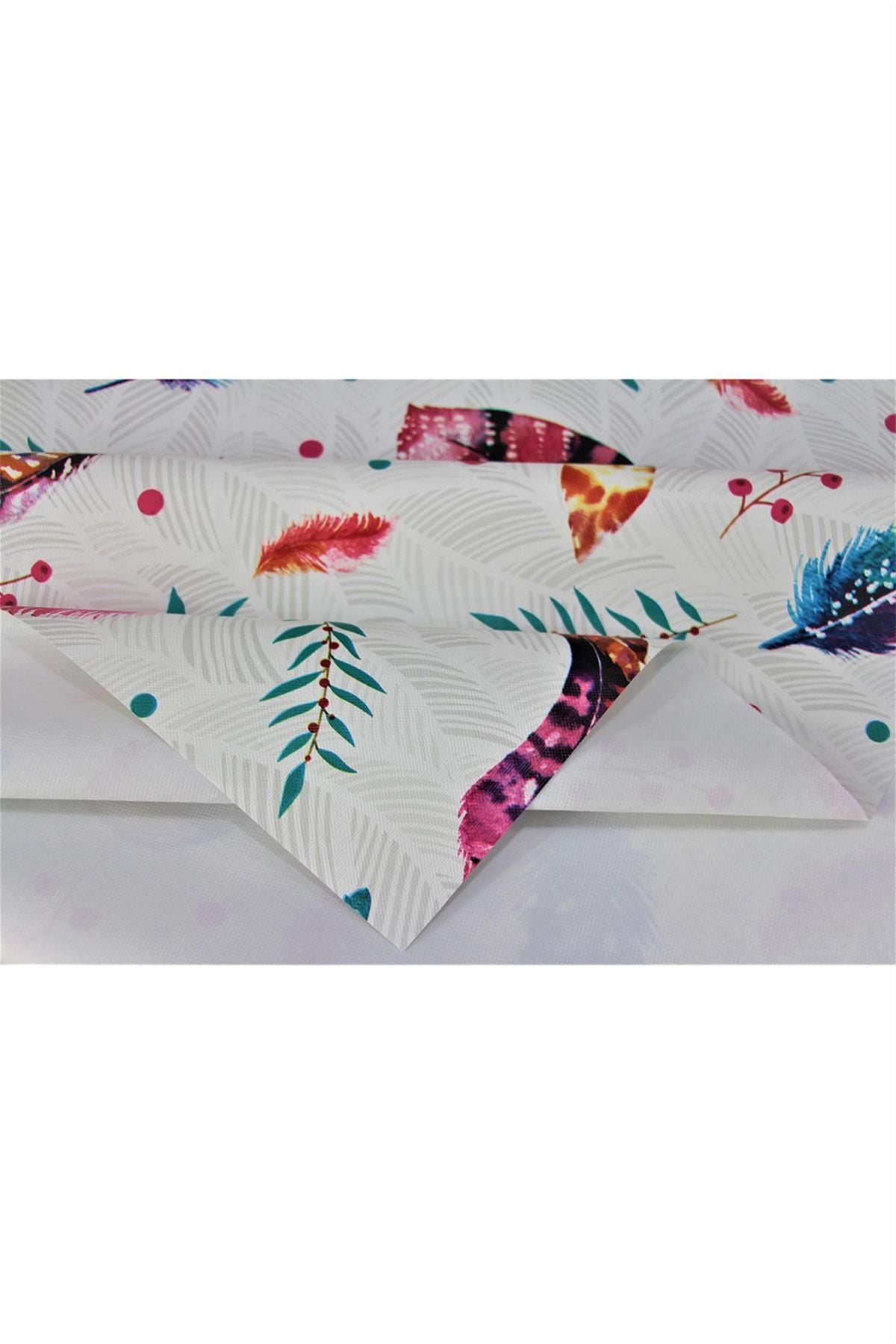 DDHOME Astarlı Silinebilir PVC Tablecloth Colorful Feather - 1125-1tyl 4