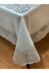 Madame Clean Home Silver Stain-Resistant Lace Tablecloth with Tile Pattern 160x220 Cm 1