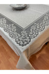 Madame Clean Home Silver Stain-Resistant Lace Tablecloth with Tile Pattern 160x220 Cm 3