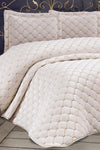 Çeyiz Diyarı Lima Velvet Filled Double Bedspread Cream 1