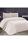 Çeyiz Diyarı Lima Velvet Filled Double Bedspread Cream 2