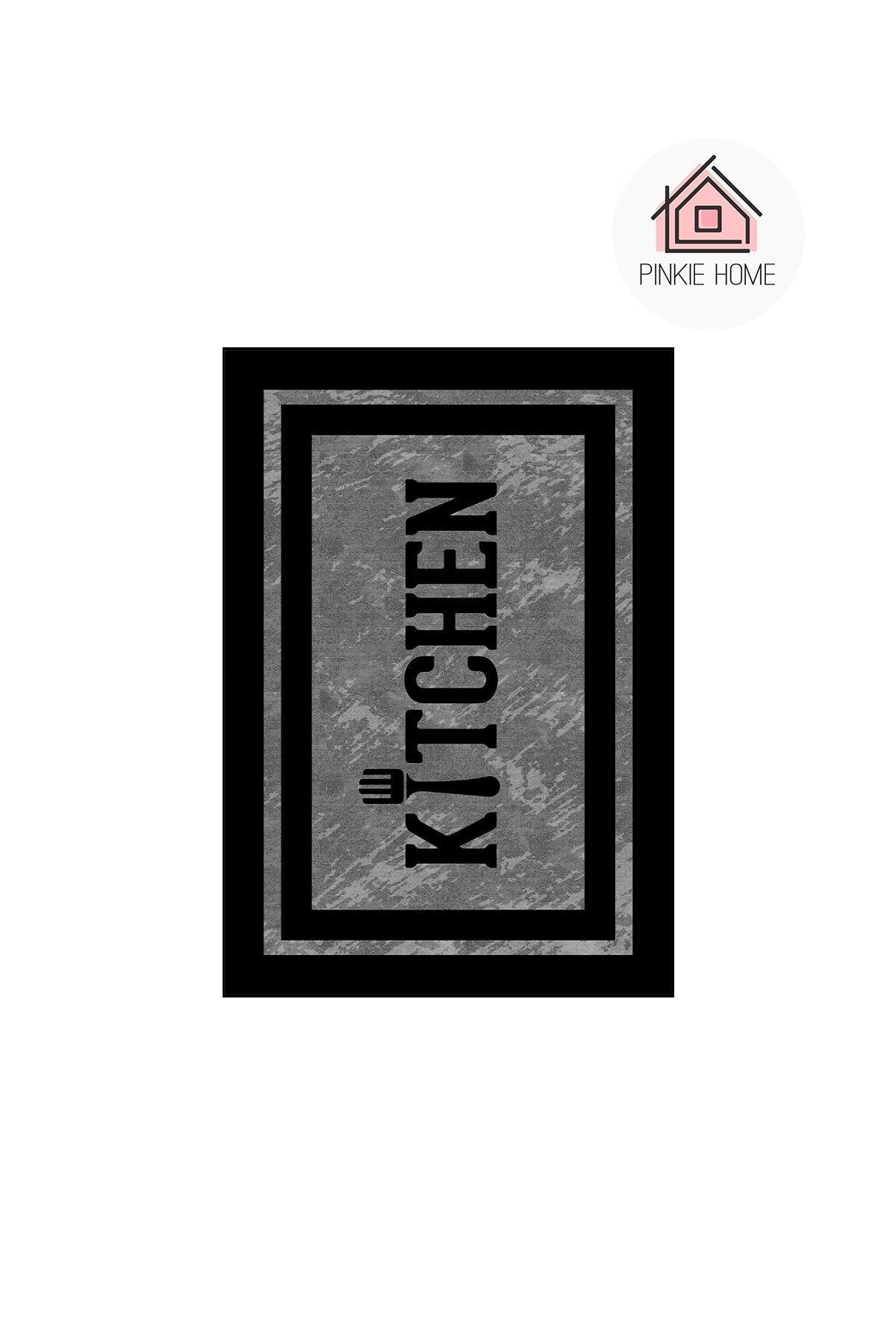 PINKIE HOME Digital Printed Non-Slip Base Machine Washable Grey Kitchen Rug, Runner-2 2