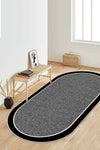 West Home Digital Print Washable Non-Slip Base Black Oval Kitchen Carpet Living Room Carpet And Runner 1