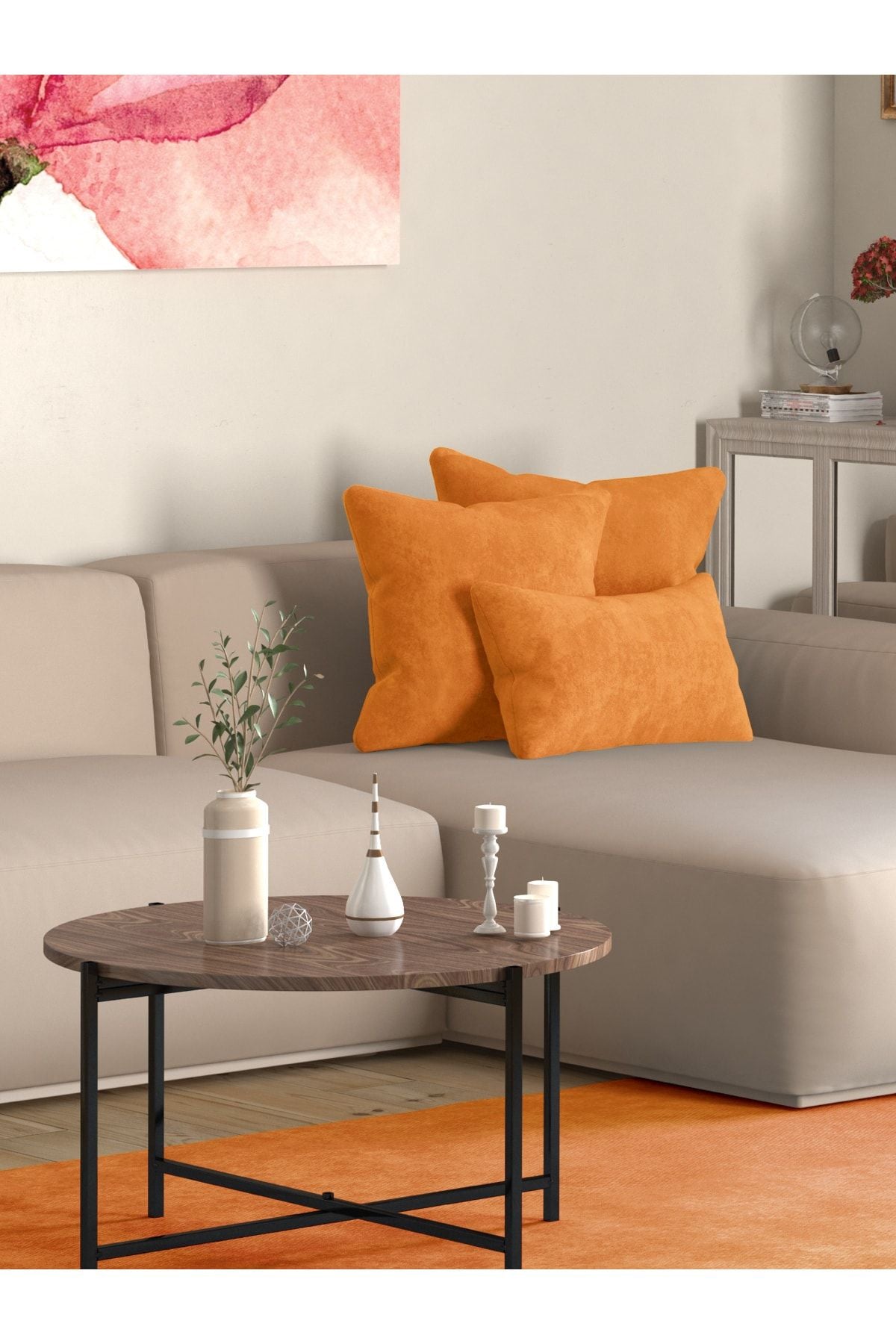 Pastel Velvet Textured Tangerine Orange Cushion Cover Freedom Series Suitable for Punch 2